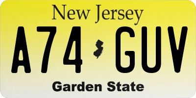 NJ license plate A74GUV
