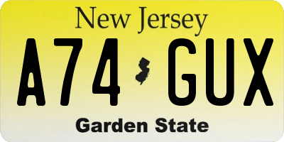 NJ license plate A74GUX
