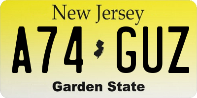 NJ license plate A74GUZ
