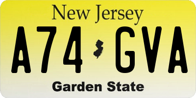 NJ license plate A74GVA