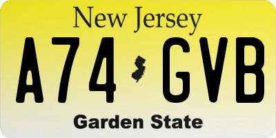 NJ license plate A74GVB