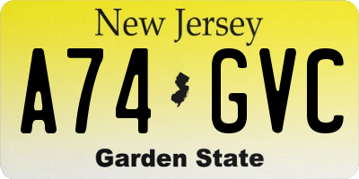 NJ license plate A74GVC