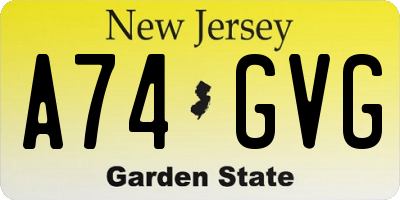 NJ license plate A74GVG
