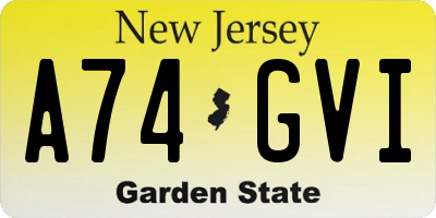NJ license plate A74GVI