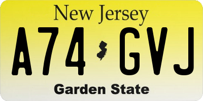 NJ license plate A74GVJ