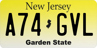 NJ license plate A74GVL