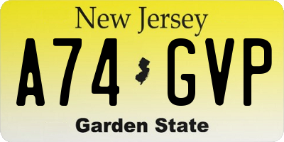 NJ license plate A74GVP