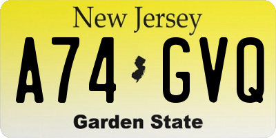 NJ license plate A74GVQ