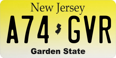 NJ license plate A74GVR