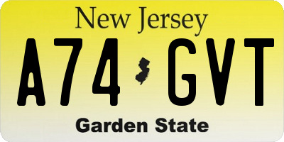 NJ license plate A74GVT