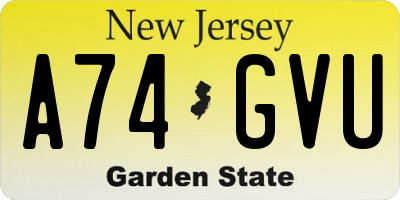 NJ license plate A74GVU