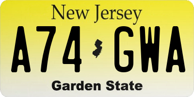 NJ license plate A74GWA
