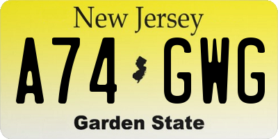 NJ license plate A74GWG