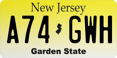 NJ license plate A74GWH