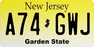NJ license plate A74GWJ