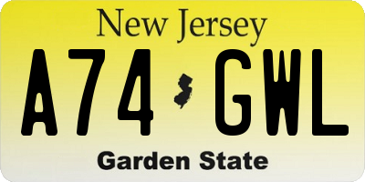 NJ license plate A74GWL