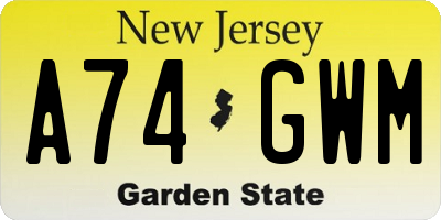 NJ license plate A74GWM