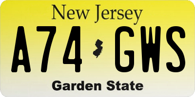 NJ license plate A74GWS