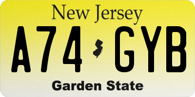 NJ license plate A74GYB