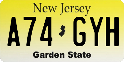 NJ license plate A74GYH