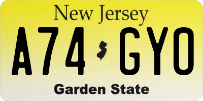 NJ license plate A74GYO
