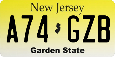 NJ license plate A74GZB