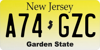 NJ license plate A74GZC