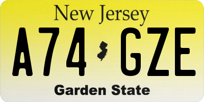NJ license plate A74GZE