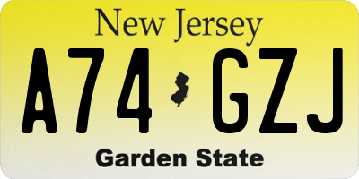 NJ license plate A74GZJ