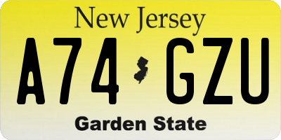 NJ license plate A74GZU