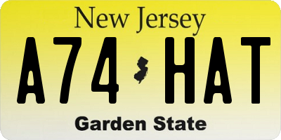 NJ license plate A74HAT