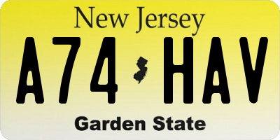 NJ license plate A74HAV
