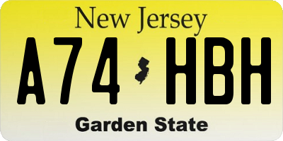NJ license plate A74HBH