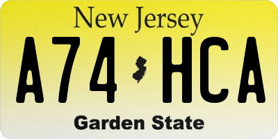 NJ license plate A74HCA