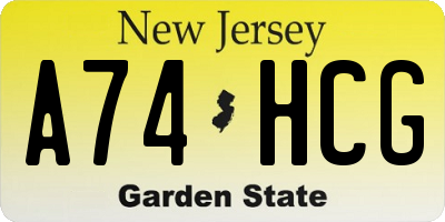 NJ license plate A74HCG
