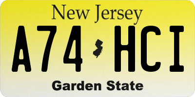 NJ license plate A74HCI