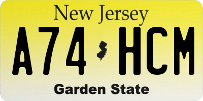 NJ license plate A74HCM