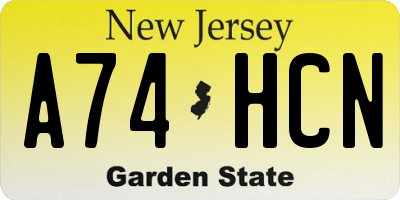 NJ license plate A74HCN