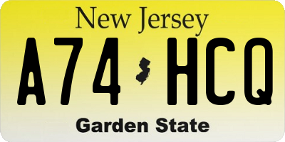 NJ license plate A74HCQ