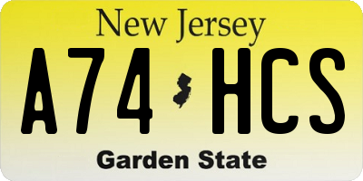 NJ license plate A74HCS