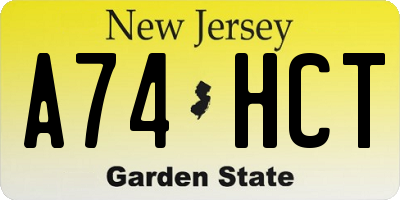 NJ license plate A74HCT