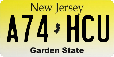 NJ license plate A74HCU