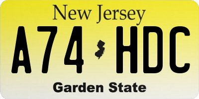 NJ license plate A74HDC