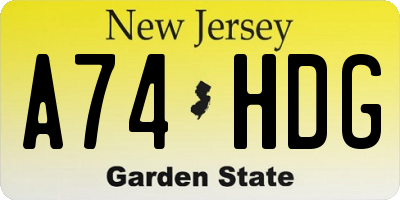 NJ license plate A74HDG