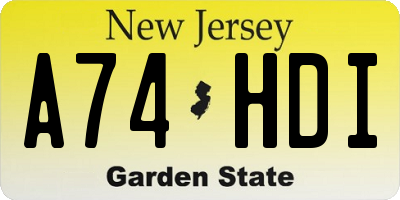 NJ license plate A74HDI