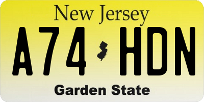 NJ license plate A74HDN