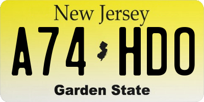 NJ license plate A74HDO