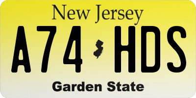 NJ license plate A74HDS