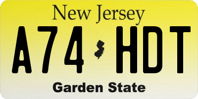 NJ license plate A74HDT