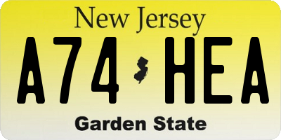 NJ license plate A74HEA